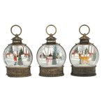 Lámpás téli jelenet 16x9 cm- Réz 3 féle