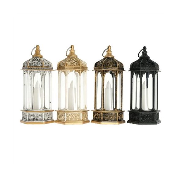 Lámpás LED-es gyertyával, rusztikus 15x6cm - 4féle