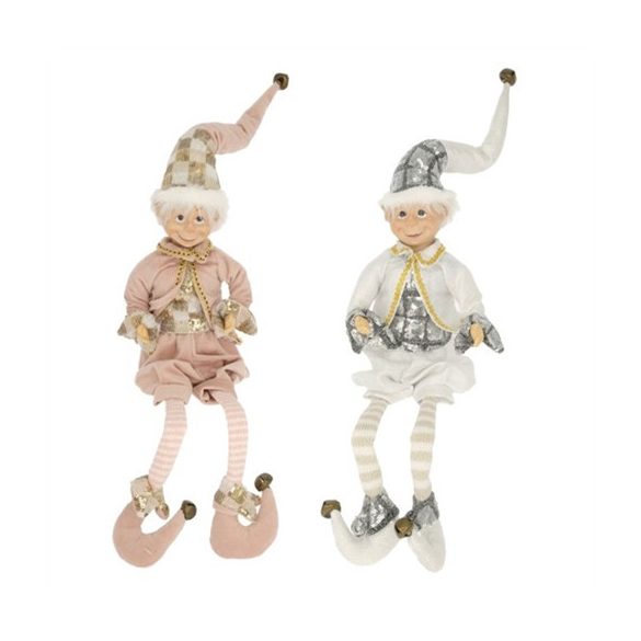 Manó kockás sapkában, lógólábú 18x10x72cm - 2féle