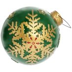   Gömb hópehellyel, LED-es poly 31,5x31,5x31,5cm - Zöld, arany