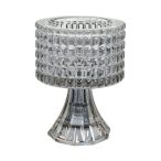 Gyertyatartó mintás, talppal 8x10cm - Szürke