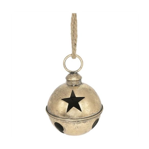 Óriáscsengő akasztós bádog 50cm - Antik arany