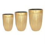 Kaspó kerek fém bordás 38x25cm - Antik arany M-es