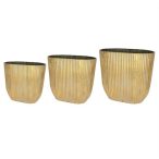 Kaspó ovális fém bordás 35x20,5x30,5cm - Antik arany S/3