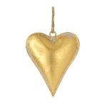 Szív fém akasztós 12x3x15cm - Antik arany