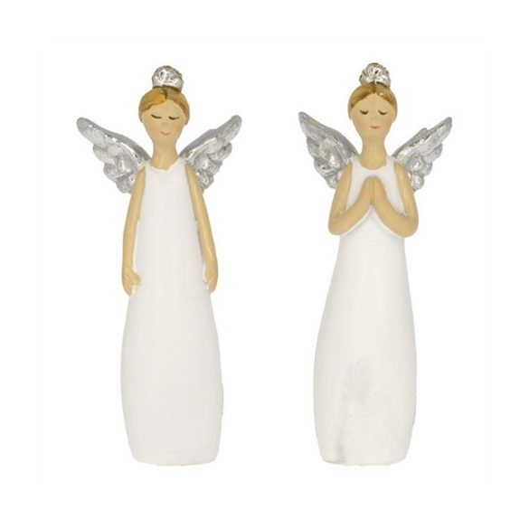 Angyal álló poly 3,4x2x8,8cm - Fehér 2féle