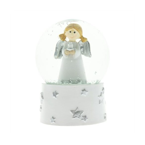 Rázógömb angyallal, gyertyával poly 4,5x4,5x6cm