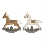 Hintaló fenyővel, ajándékkal poly 18x4x18cm - 2féle