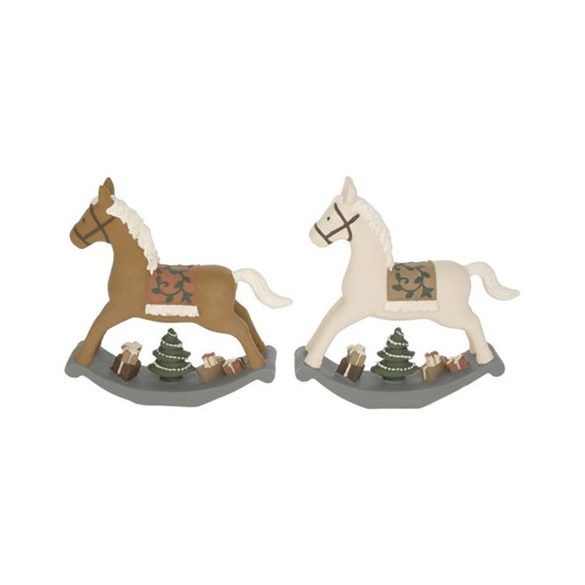 Hintaló fenyővel, ajándékkal poly 18x4x18cm - 2féle