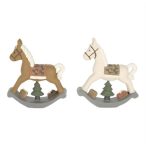 Hintaló fenyővel, ajándékkal poly 7x2x8cm - 2féle