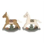 Hintaló fenyővel, ajándékkal poly 11x3x11cm - 2féle