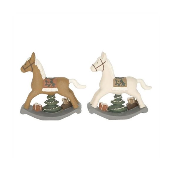 Hintaló fenyővel, ajándékkal poly 11x3x11cm - 2féle