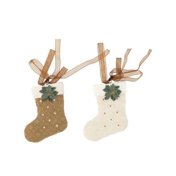 Karácsonyi zokni akasztós poly 6,5x2x8,5cm - 2féle