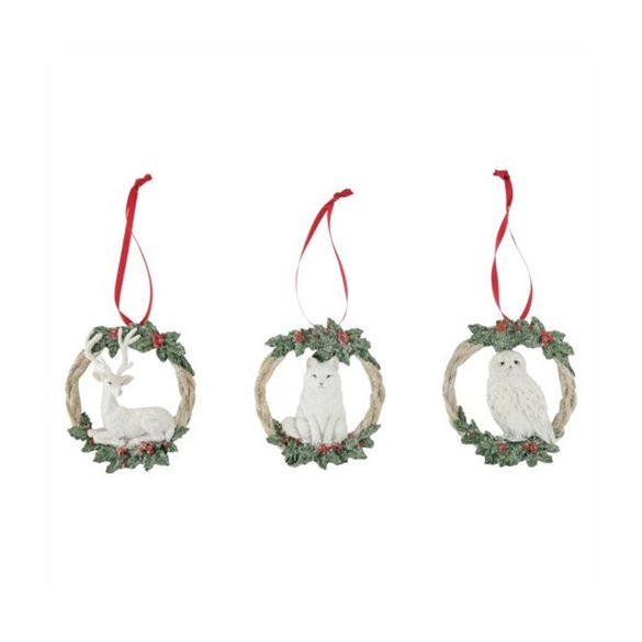 Koszorú állatokkal, akasztós poly 9,4x2,8x10,8cm - 3féle