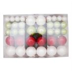 Műanyag gömb dobozban 3-4-6cm - Piros, fehér, zöld S/100
