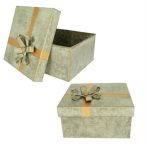   Doboz szalaggal fém 24x24x14 cm, 19x19x9,5cm szett - Zöld, bronz S/2