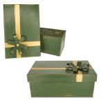 Doboz szalaggal 29x21x14 cm, 24x16x13cm szett - Zöld S/2