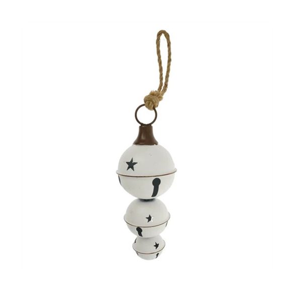 Csengő füzér 3 db-os, akasztós 24x10cm - Fehér