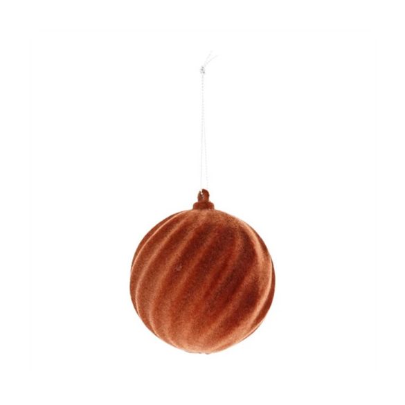 Műanyag gömb 8cm flokkolt - Barna