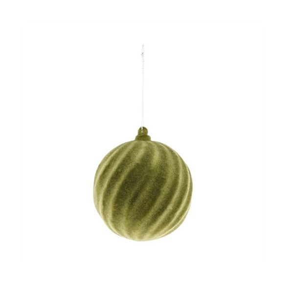 Műanyag gömb 10cm flokkolt - Olivazöld