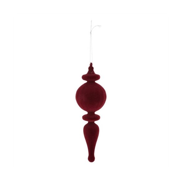 Karácsonyi dísz flokkolt, akasztós 21cm - Bordó