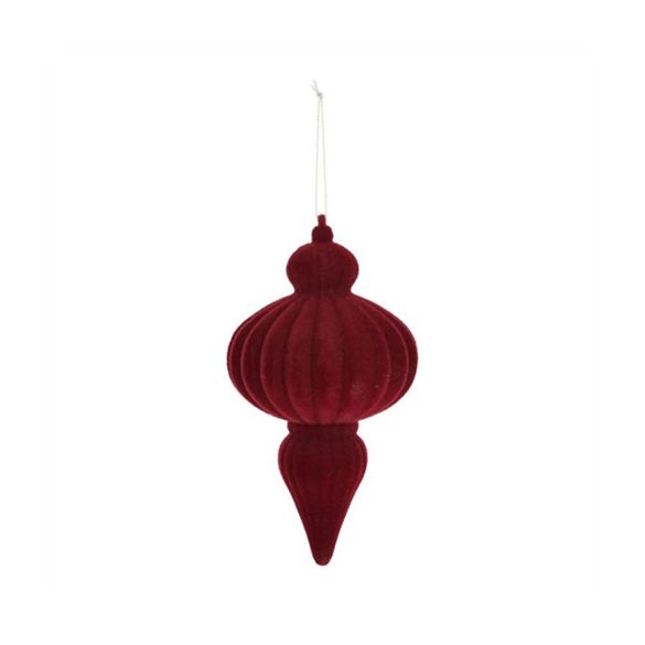 Karácsonyi dísz flokkolt, akasztós 15cm - Bordó