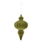Karácsonyi dísz flokkolt, akasztós 15cm - Olivazöld