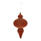 Karácsonyi dísz flokkolt, akasztós 15cm - Barna