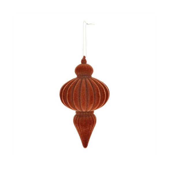 Karácsonyi dísz flokkolt, akasztós 15cm - Barna