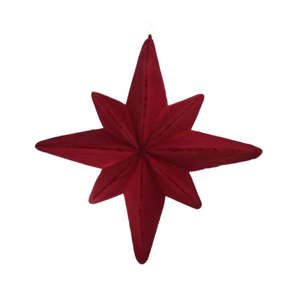 Csillag 8 ágú flokkolt, akasztós 48cm - Bordó