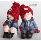 Kerámia gyerek piros sapi ülő 10 cm - Fiú/Lány