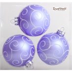 Kd. üveg Gömb matt cirádás lila 8cm S/3