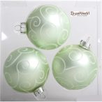 Kd. üveg Gömb matt cirádás zöld 8cm S/3