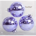 Kd. üveg Gömb fényes pöttyös lila 8cm S/3
