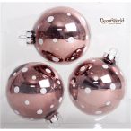 Kd. üveg Gömb fényes pöttyös barna 8cm S/3