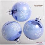 Kd. üveg Gömb fényes cukros hópihés lila 8cm S/3