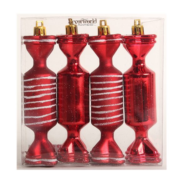 Kd. Szaloncukor fényes/matt piros 11cm S/4