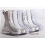   Karácsonyfa dísz Csizma fényes/gyöngyház/glitteres 7 cm - Ezüst S/6