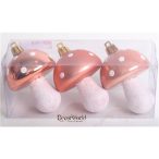   Akasztós dísz Gomba fényes/matt/gyöngyház 7cm - Rosegold S/3