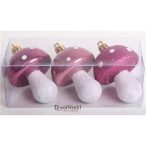   Akasztós dísz Gomba fényes/matt/gyöngyház 7cm - Mályva S/3