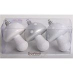   Akasztós dísz Gomba fényes/matt/gyöngyház 7cm - Fehér S/3