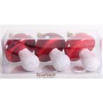 Akasztós dísz Gomba fényes/matt/glitter 7cm - Piros S/3