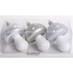 Akasztós dísz Gomba fényes/matt/glitter 7cm - Ezüst S/3