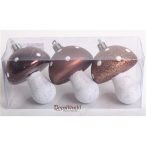   Akasztós dísz Gomba fényes/matt/gyöngyház 7cm - Barna S/3