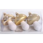   Akasztós dísz Gomba fényes/matt/gyöngyház 7cm - Arany S/3