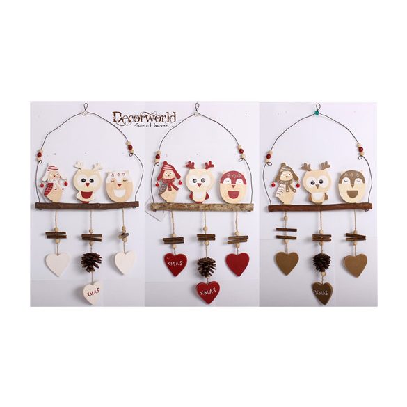 Dekor Fa Kop. 3lógó +toboz 45cm