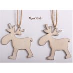 Fa szarvas x2 akasztós fehér 7x8cm