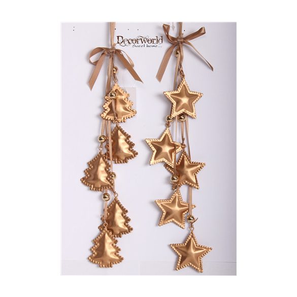 Dekor Fém Lógó csillag/fenyőfa 2 féle 37cm