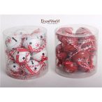 Fém csengő x12 piros/fehér 4cm