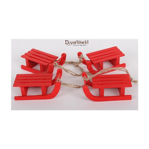 Dekor Faszánkó S/4 akasztós piros 6,5cm